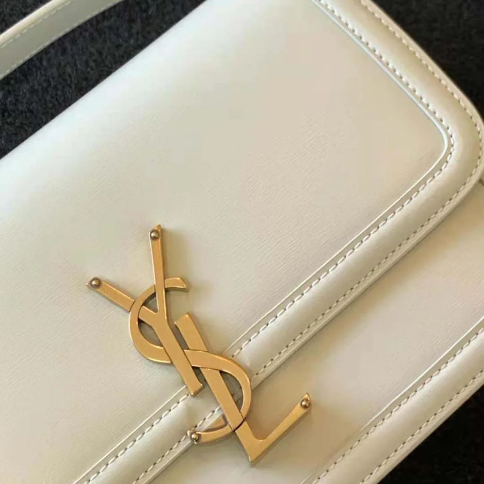 Saint Laurent YSL Solferino Medium Satchel in Box Saint Laurent Leather for Women in White