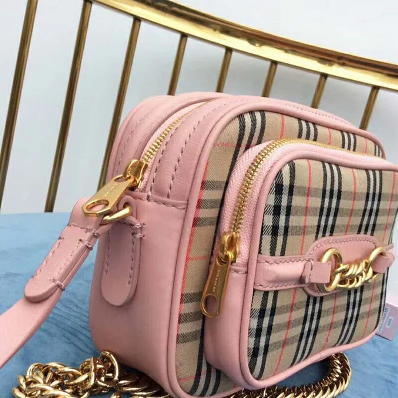 Burberry The 1983 Check Link Camera Bag for Women in Pink Burberry The 1983 Check Link Camera Bag for Women in Pink