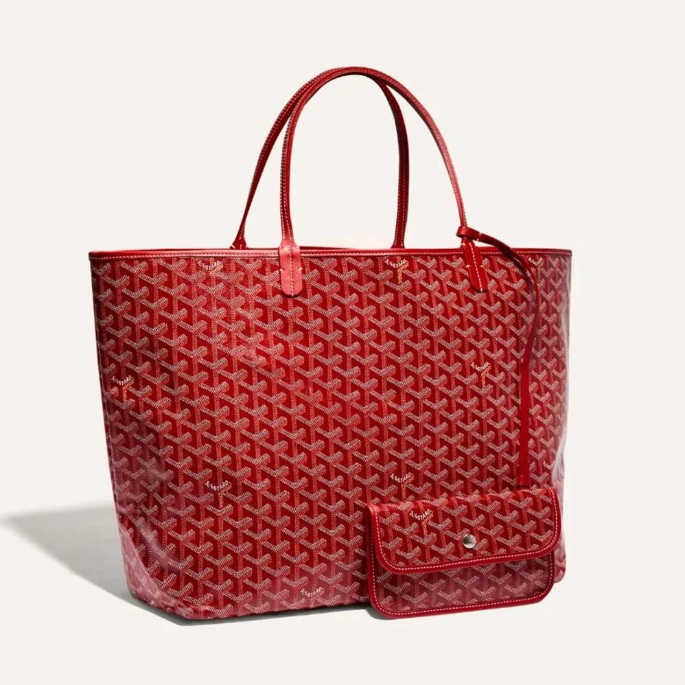Goyard Saint Louis GM Bag in Goyardine Canvas & Chevroches Calfskin for Women in Red