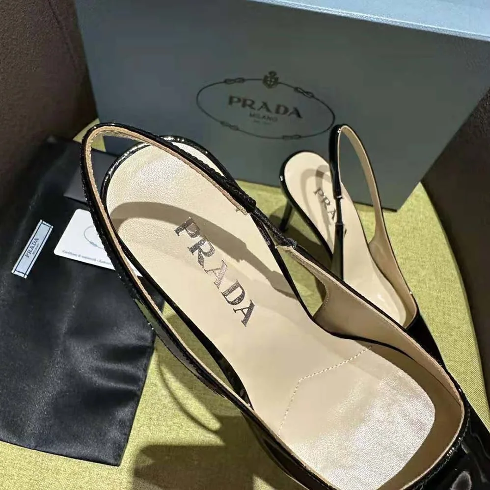 Prada Patent Leather Slingbacks for Women in Black