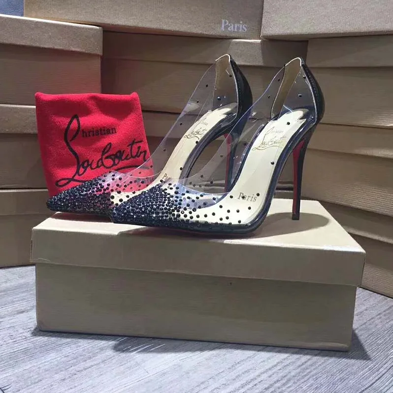 Christian Louboutin Shoes Degrastrass Pvc 100mm Heel for Women in Black Christian Louboutin Shoes Degrastrass Pvc 100mm Heel for Women in Black