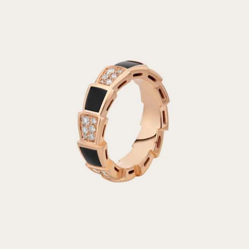Bvlgari Serpenti Viper Band Ring in 18 KT Rose Gold for Women in Black