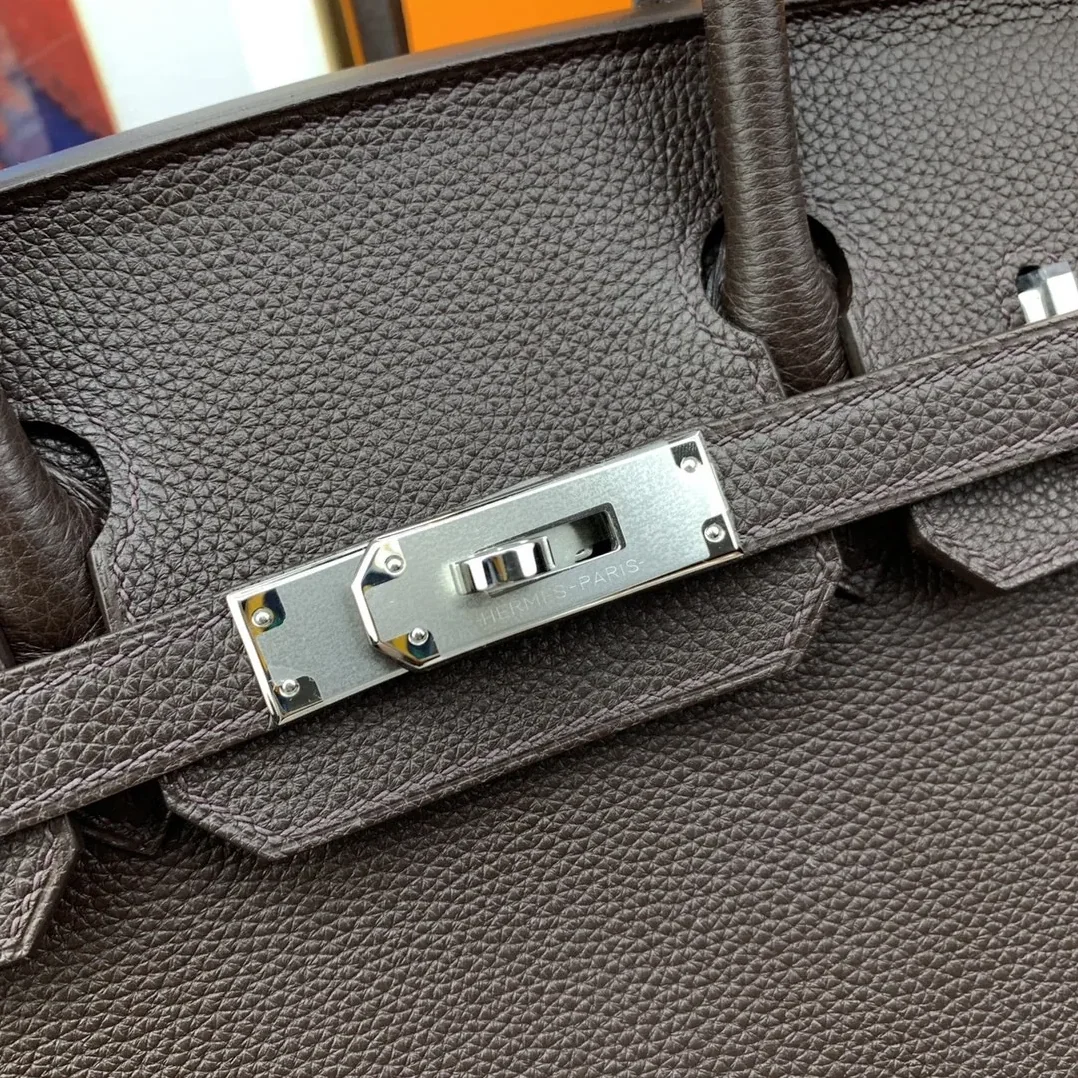 Hermes Birkin 30 Top Handle Bag / Togo Dark Grey Silver Hardware Hermes Birkin 30 Top Handle Bag / Togo Dark Grey Silver Hardware