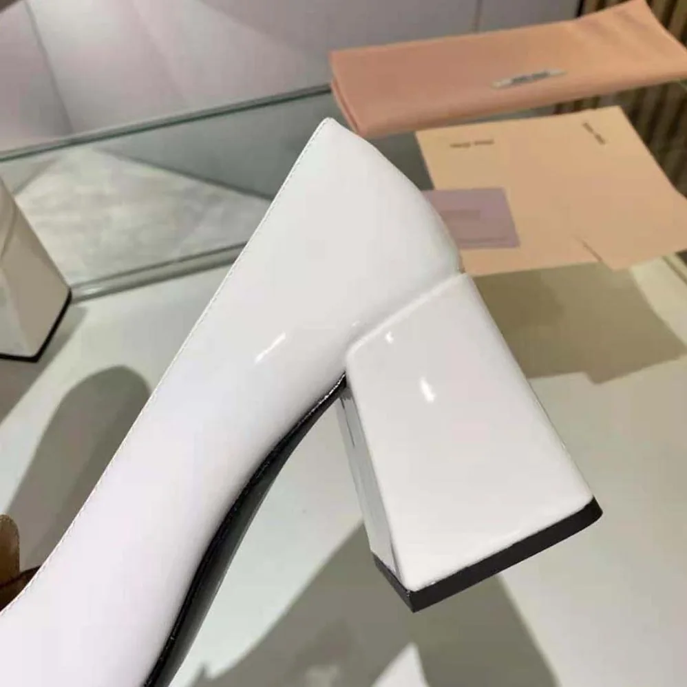 Miu Miu Patent Leather Pumps in 65 mm Heel Height for Women in White Miu Miu Patent Leather Pumps in 65 mm Heel Height for Women in White