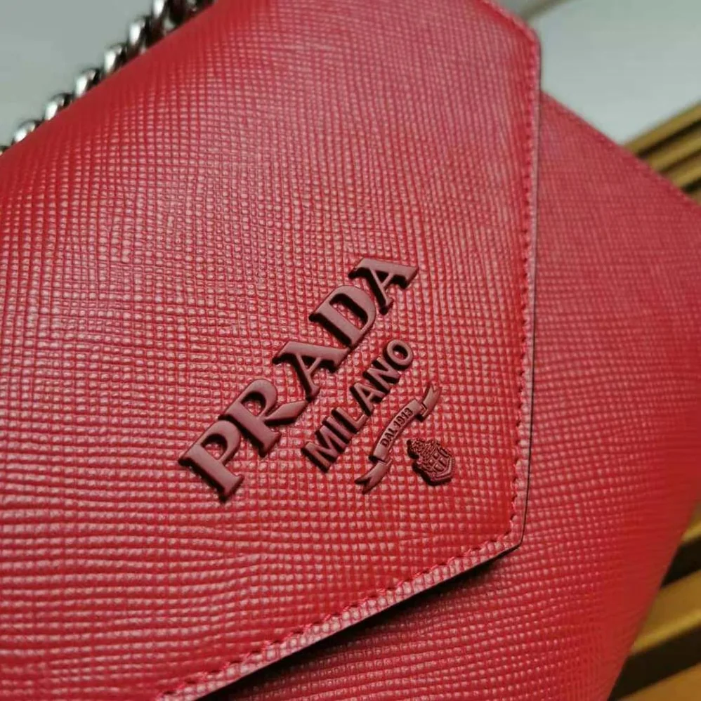 Prada Saffiano Leather Prada Monochrome Bag for Women in Red Prada Saffiano Leather Prada Monochrome Bag for Women in Red