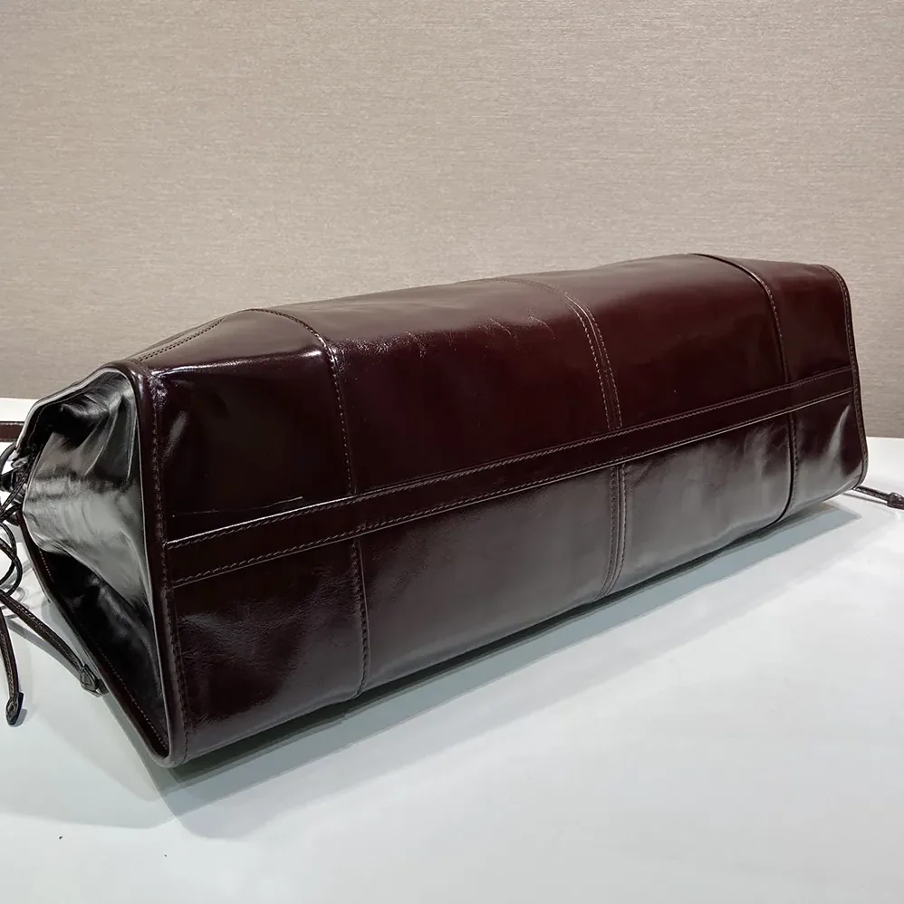 Prada Bonnie Leather Tote Bag for Unisex in Dark Brown