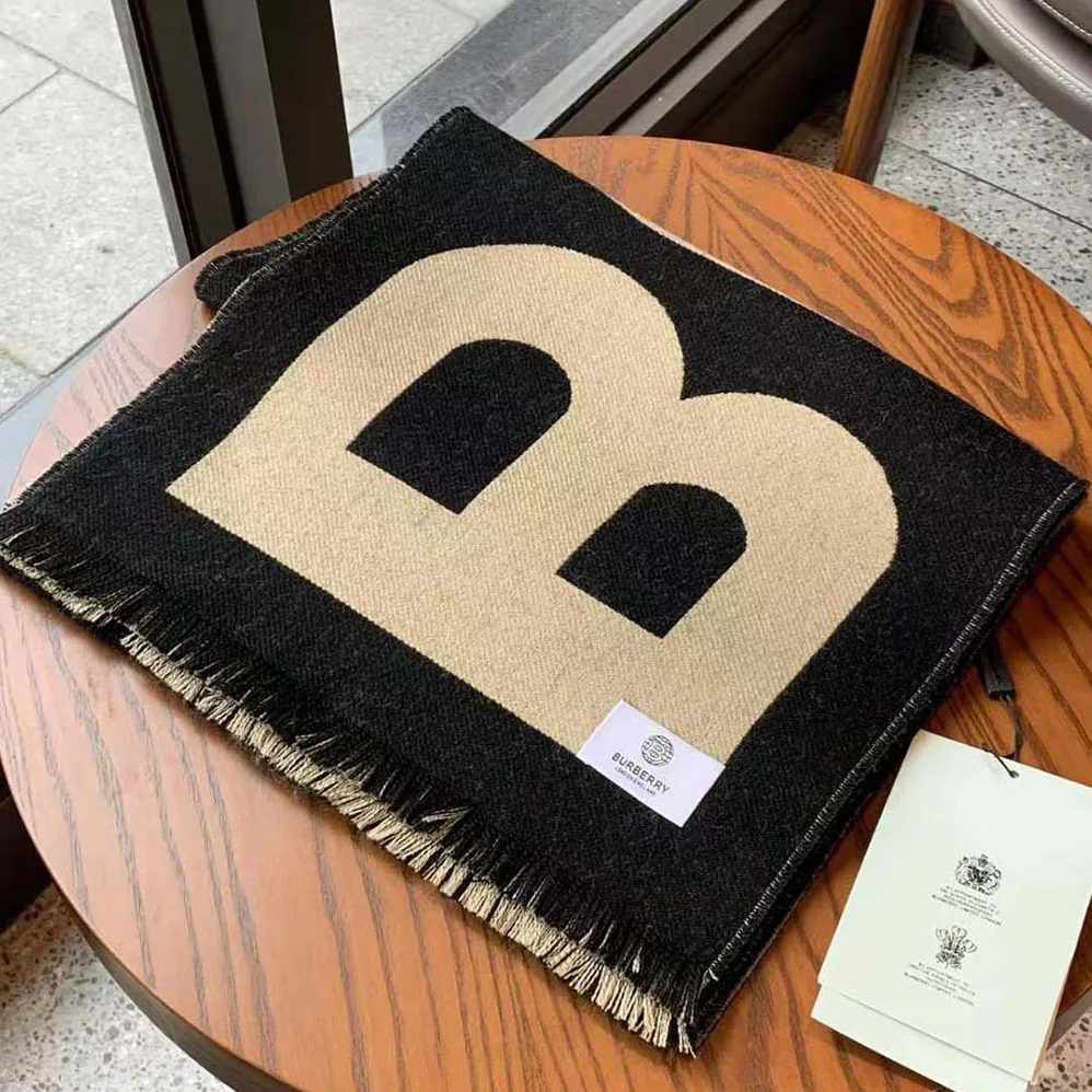 Burberry Logo Wool Jacquard Scarf for Women in Brown Burberry Logo Wool Jacquard Scarf for Women in Brown