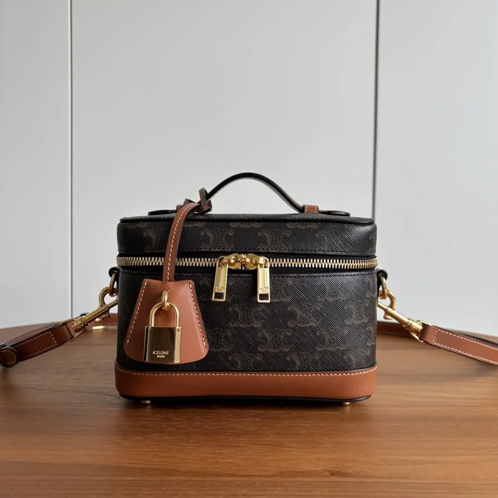 Celine Vanity in Triomphe Canvas and Calfskin for Women Celine Vanity in Triomphe Canvas and Calfskin for Women