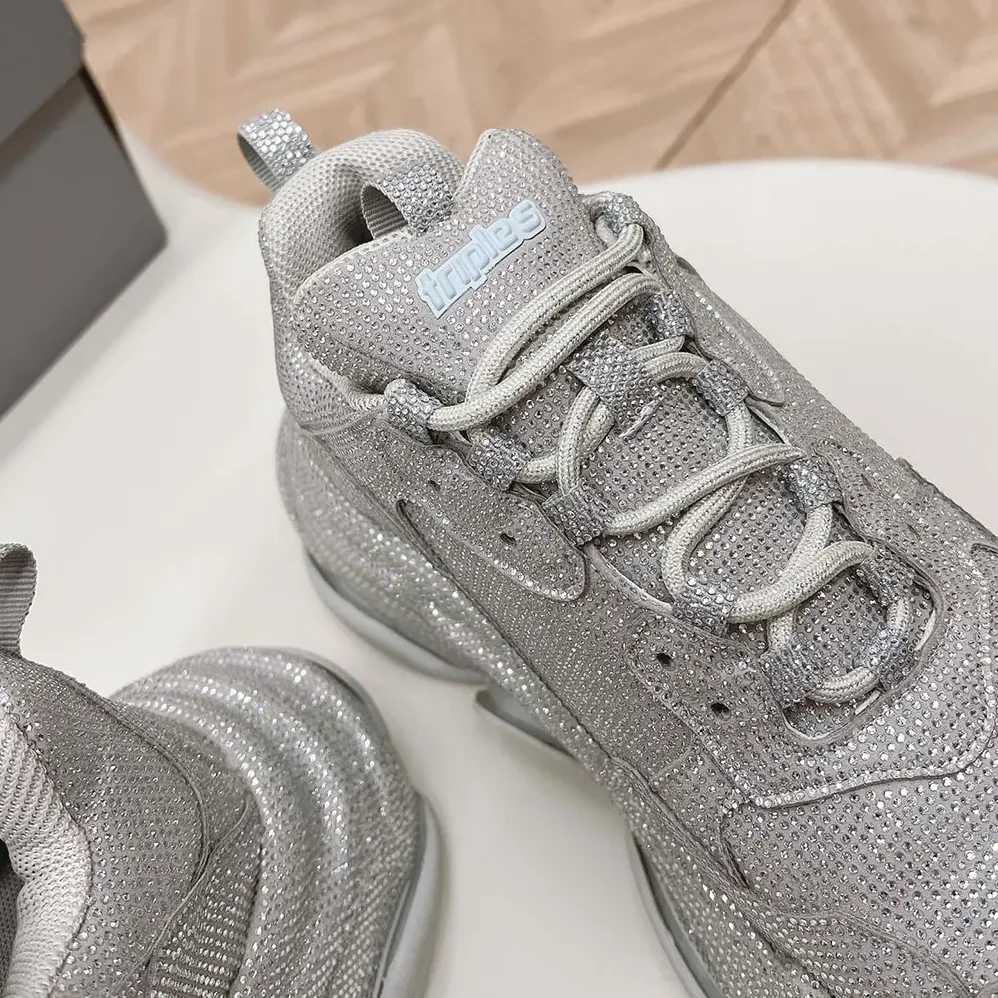 Balenciaga Triple S Sneaker with Rhinestones in Dark Grey for Unisex Balenciaga Triple S Sneaker with Rhinestones in Dark Grey for Unisex