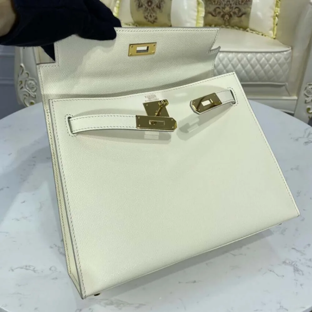 Hermes Kelly Bag 28 Epsom Leather for Women in White