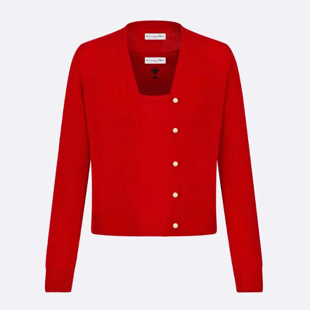 Dior Twin-set Amaryllis Red Cashmere Knit for Women