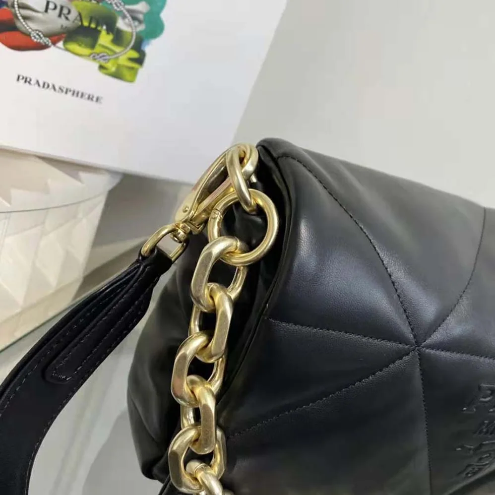 Prada Padded Nappa Leather Shoulder Bag for Women in Black