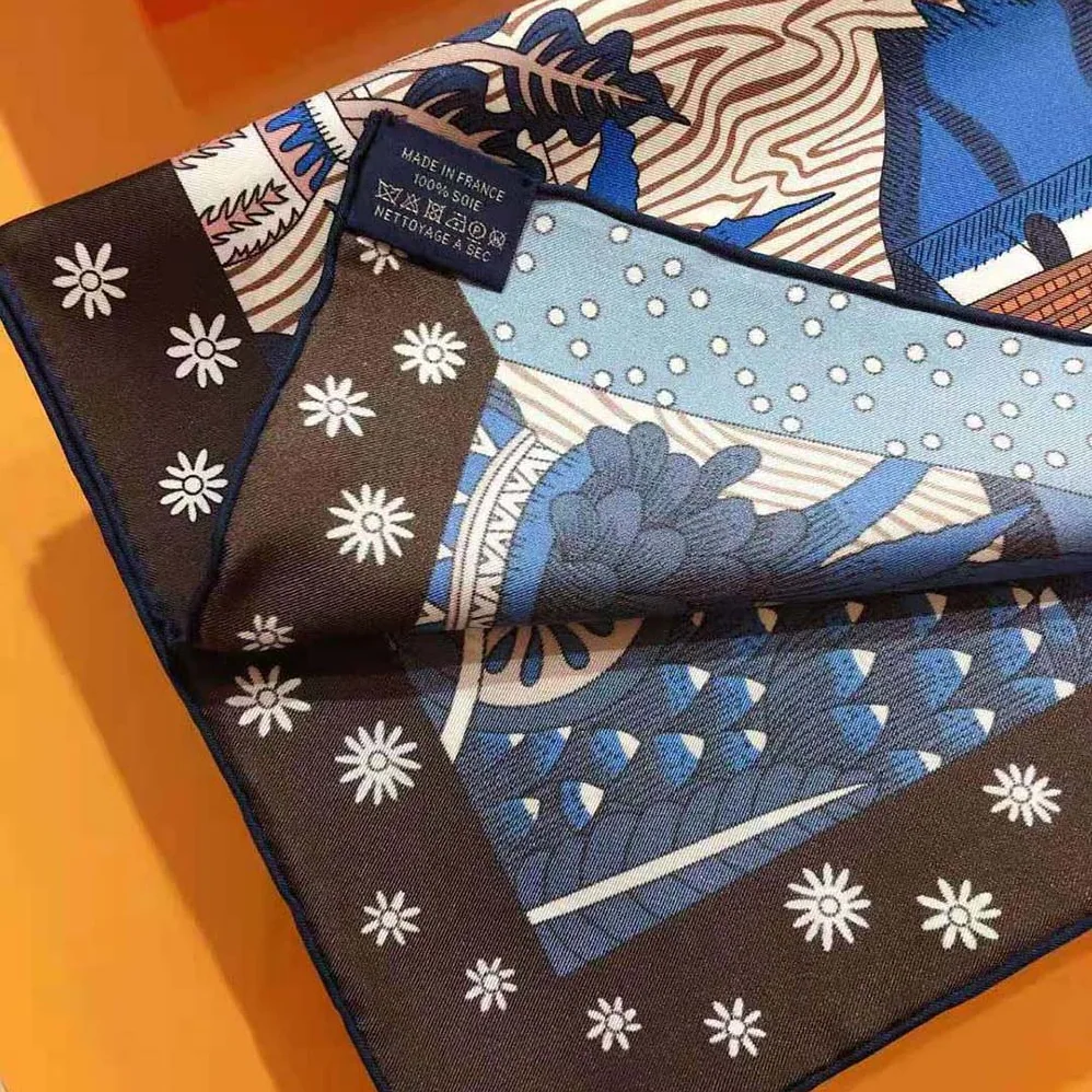 Hermes Le Premier Chant Scarf 90 in Silk Twill with Hand-Rolled Edges for Women in Blue Hermes Le Premier Chant Scarf 90 in Silk Twill with Hand-Rolled Edges for Women in Blue