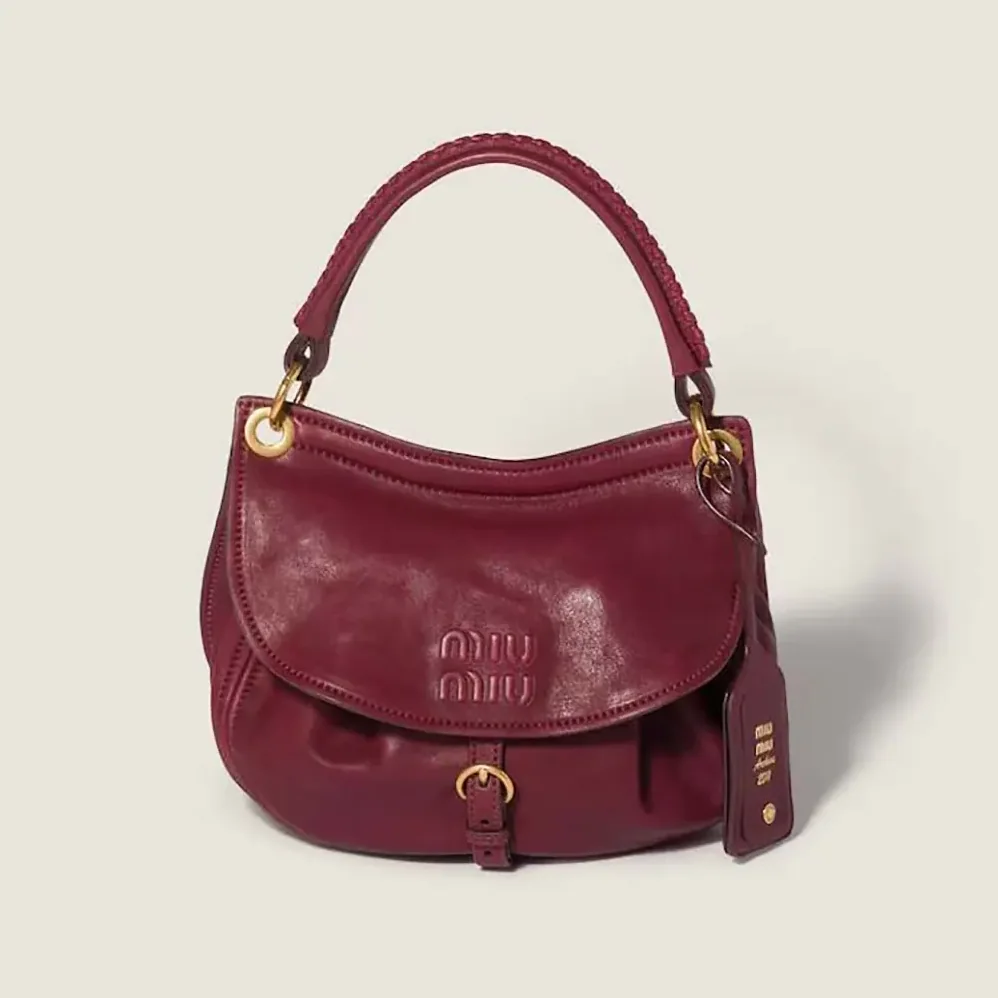Miu Miu Rendez-Vous Nappa Leather Bag Amaranth Red for Women Miu Miu Rendez-Vous Nappa Leather Bag Amaranth Red for Women