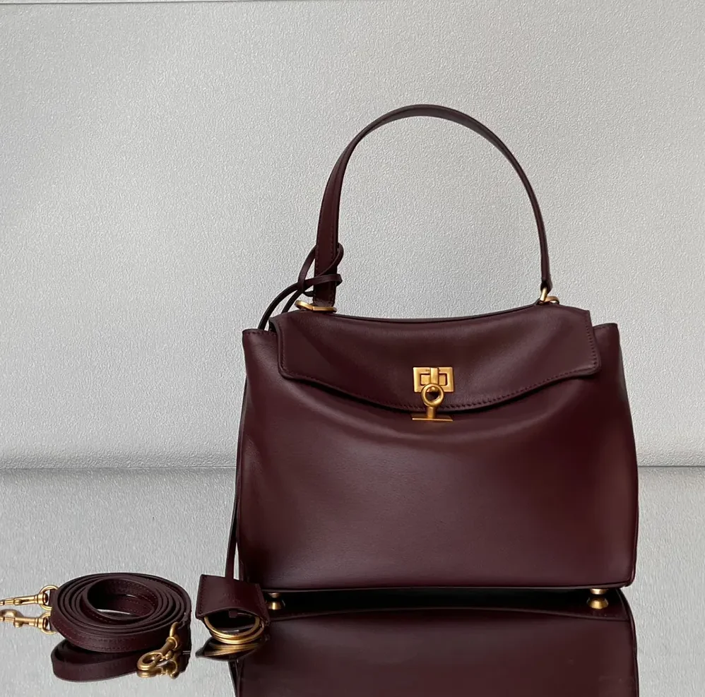 Balenciaga Rodeo Handbag Small In Dark Burgundy Smooth Calfskin Aged for Women in Gold Hardware Balenciaga Rodeo Handbag Small In Dark Burgundy Smooth Calfskin Aged for Women in Gold Hardware