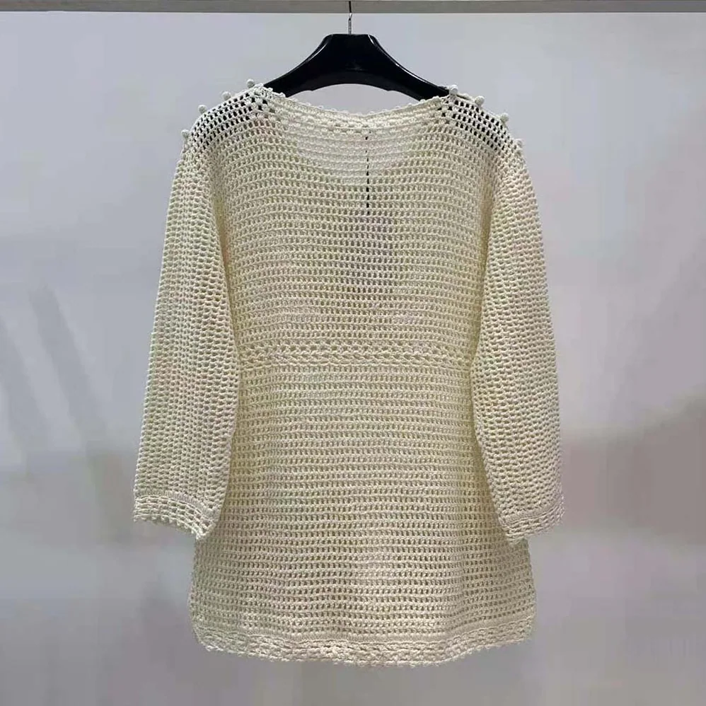 Celine Baja in Crocheted Cotton for Women in Beige Celine Baja in Crocheted Cotton for Women in Beige