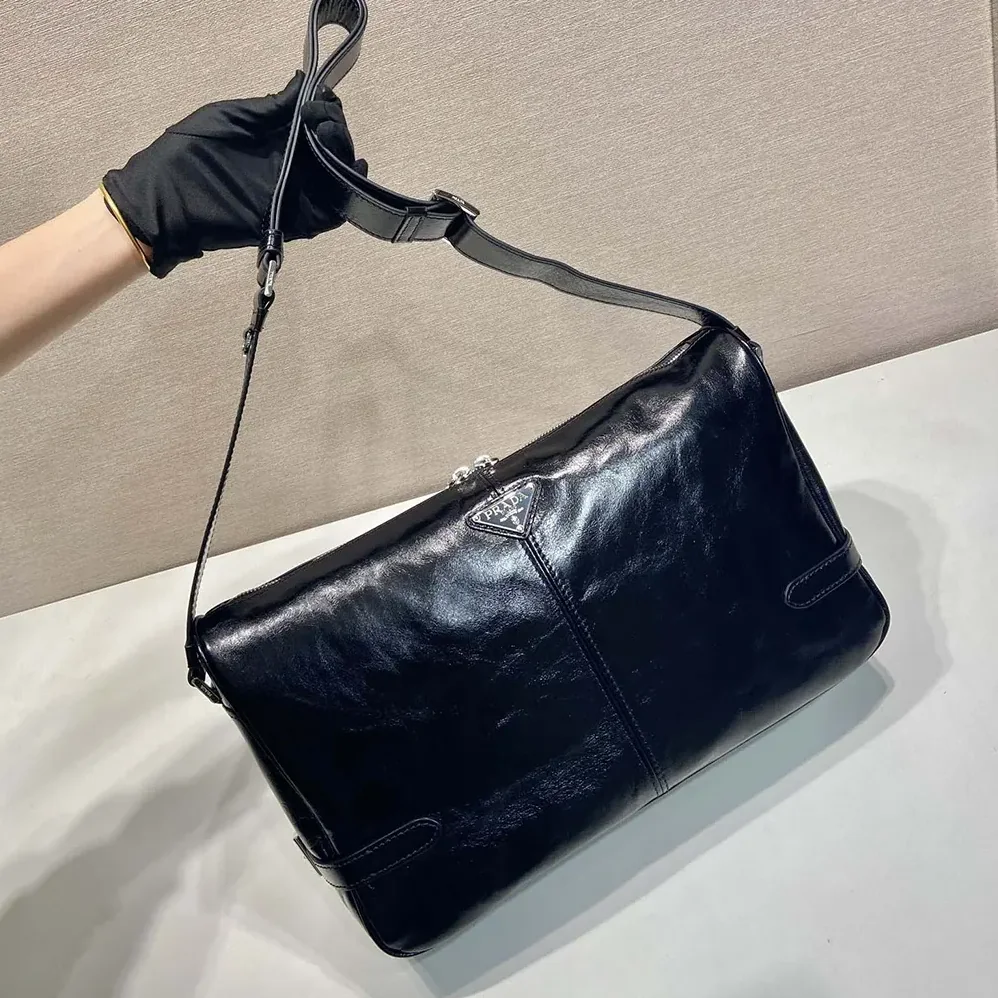 Prada Leather Shoulder Bag for Women in Black Prada Leather Shoulder Bag for Women in Black