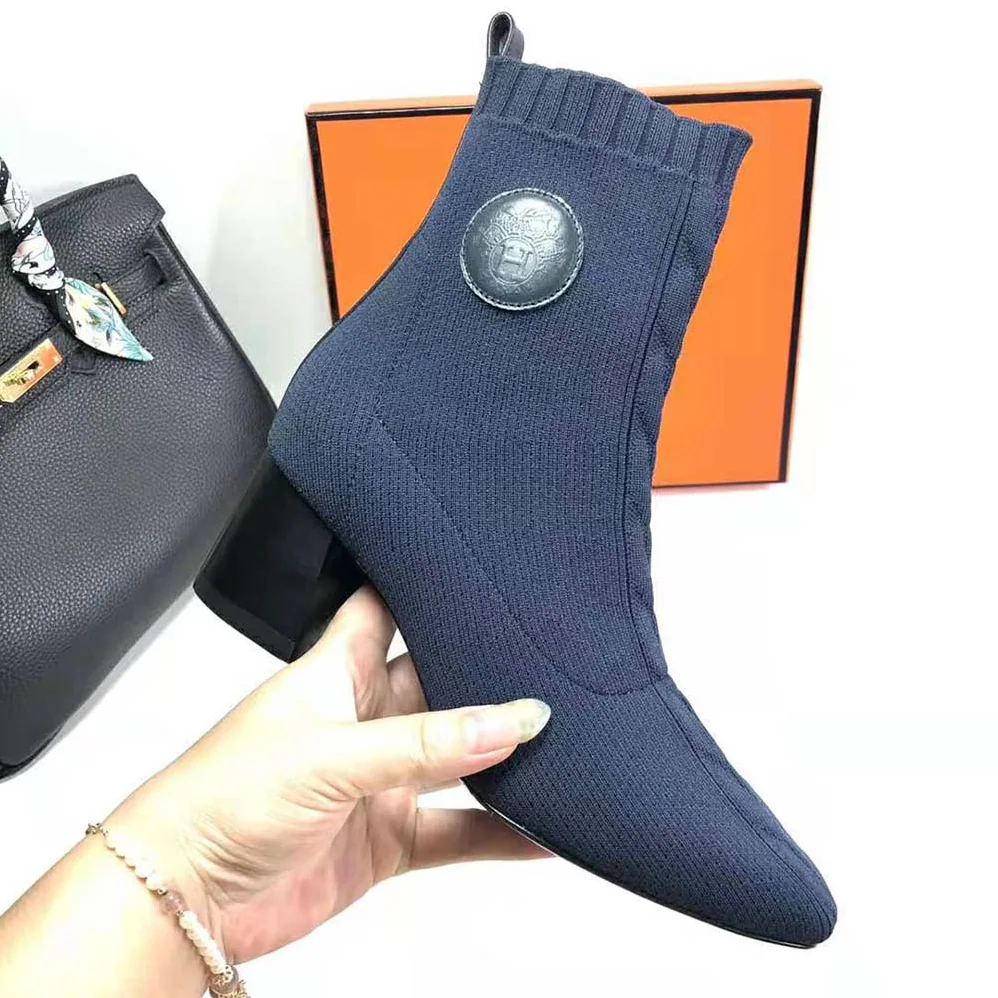Hermes Volver 60 Ankle Boot in 7cm Heel Height for Women in Navy