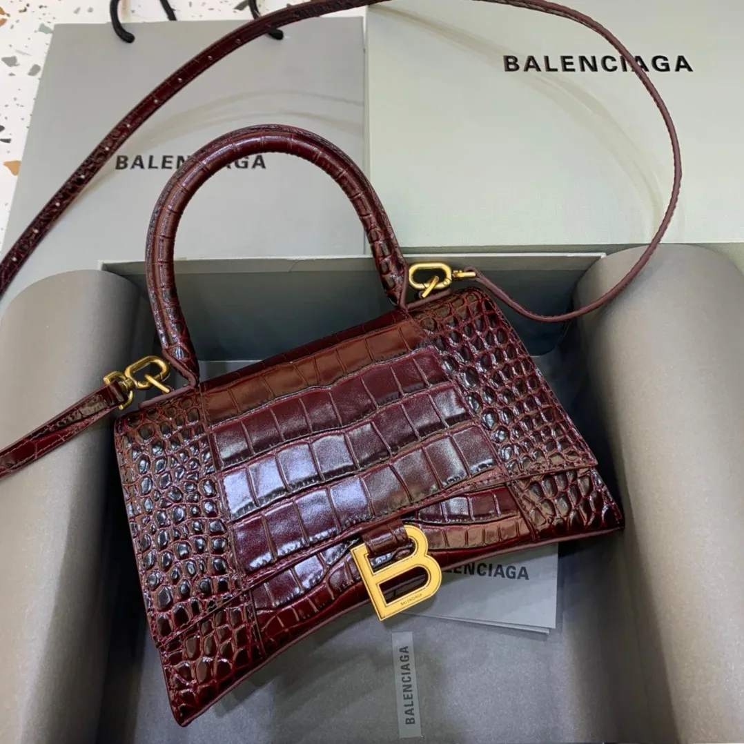 Balenciaga Hourglass Small Handbag In Dark Red Balenciaga Hourglass Small Handbag In Dark Red