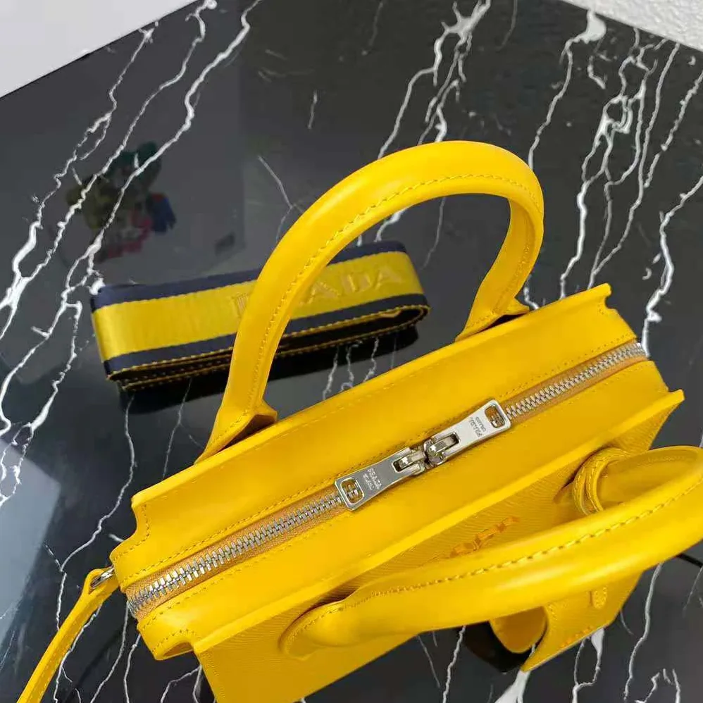 Prada Saffiano Leather Prada Monochrome Bag for Women in Yellow