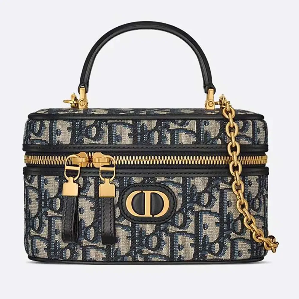 Dior 30 Montaigne Mini Vanity Case Blue Dior Oblique Jacquard for Women