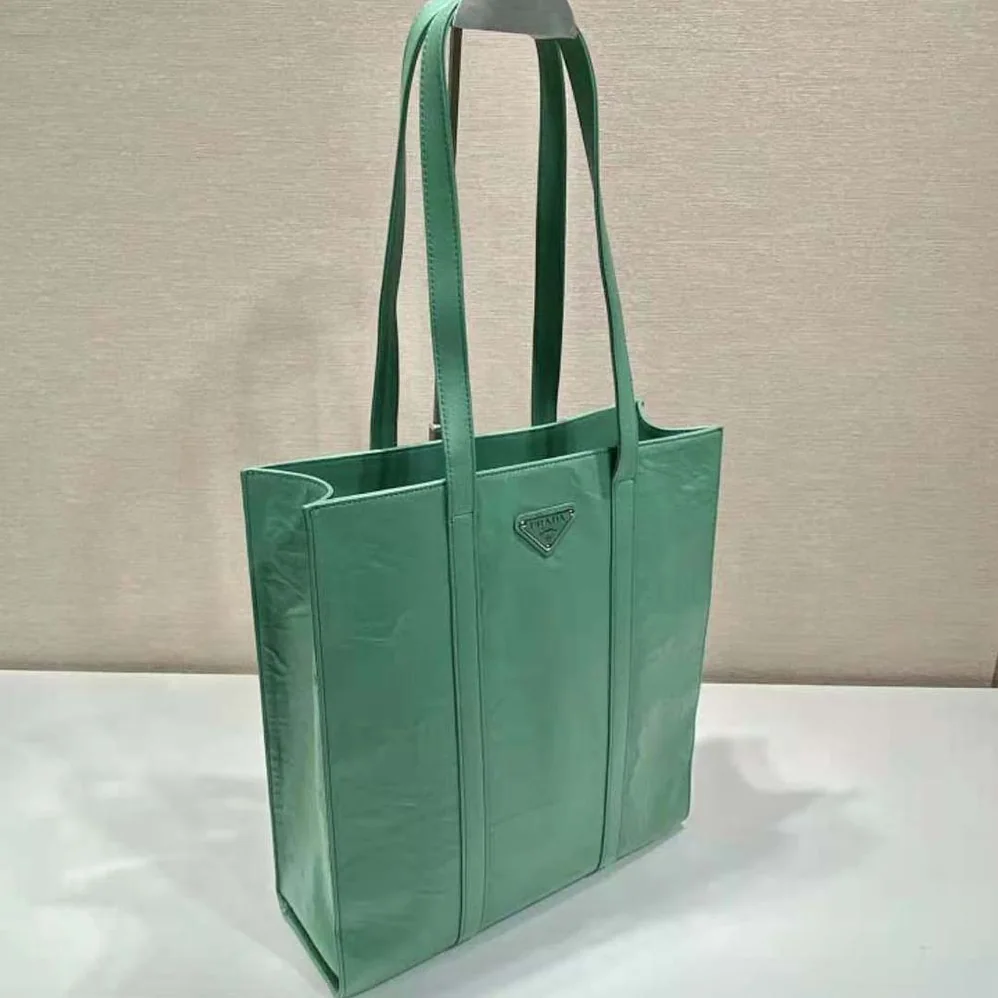 Prada Small Antique Nappa Leather Tote for Women in Green