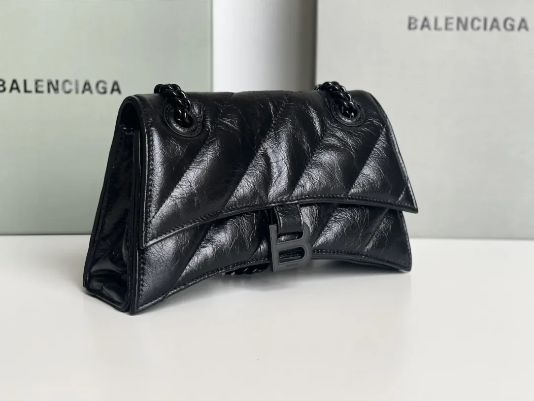 Balenciaga Crush Small Chain Bag Quilted In Black / Balenciaga Crush Small Chain Bag Quilted In Black /