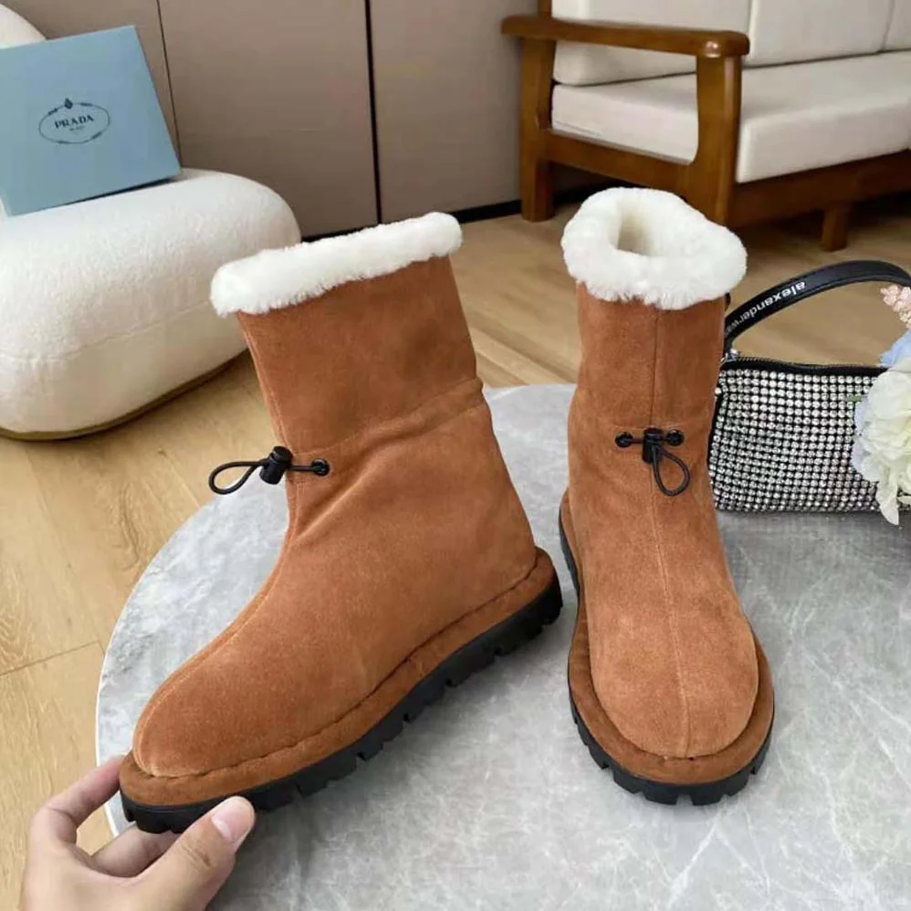 Prada Classic Snow Boot Shearling Booties for Women Prada Classic Snow Boot Shearling Booties for Women