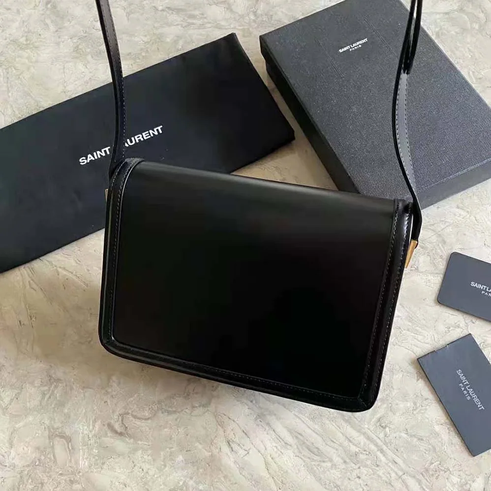 Saint Laurent YSL Solferino Medium Satchel in Box Saint Laurent Leather for Women in Black