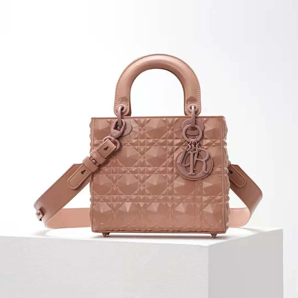Dior Small Lady Dior my Abcdior Bag Rose Des Vents Cannage Calfskin with Diamond Motif for Women