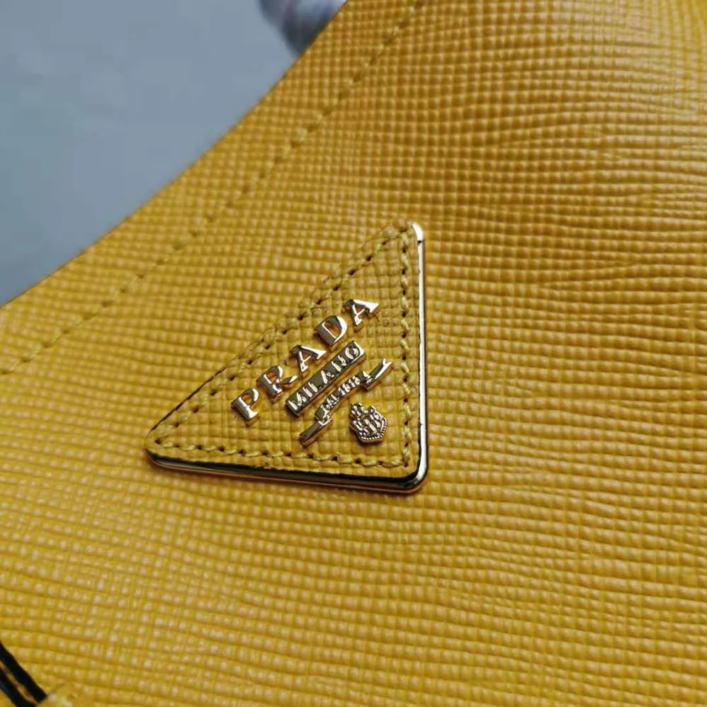 Prada Small Saffiano Leather Prada Panier Bag for Women in Yellow