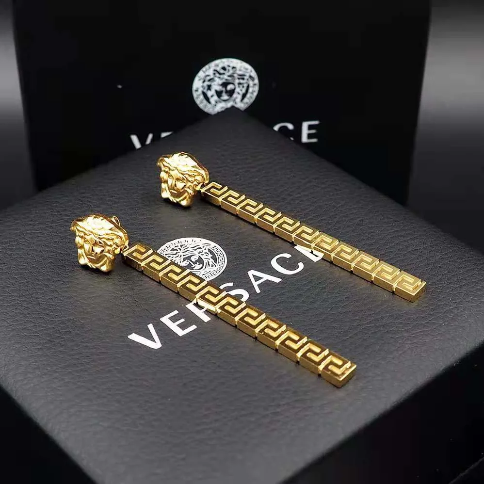 Versace Greca Drop Earrings for Women in Gold