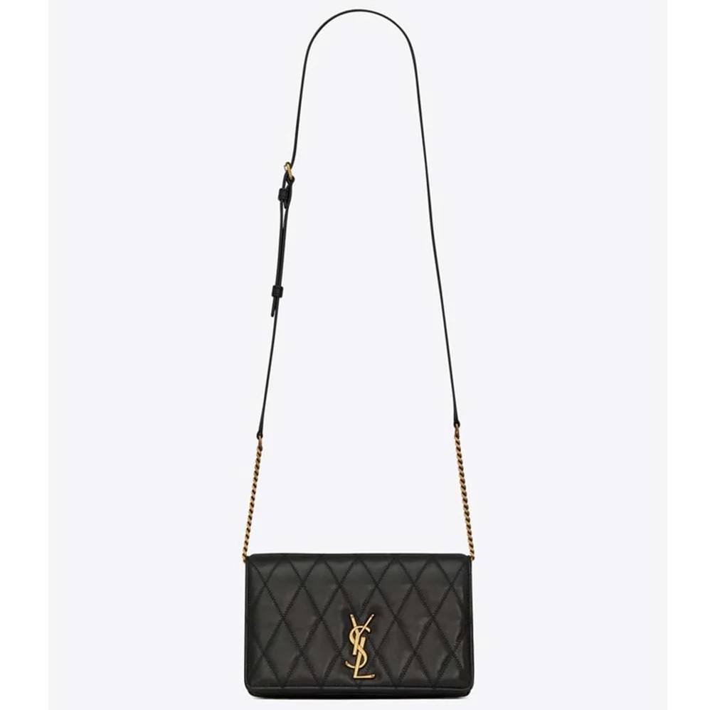 Saint Laurent YSL Angie Chain Bag Diamond-Quilted Lambskin for Women in Black Saint Laurent YSL Angie Chain Bag Diamond-Quilted Lambskin for Women in Black