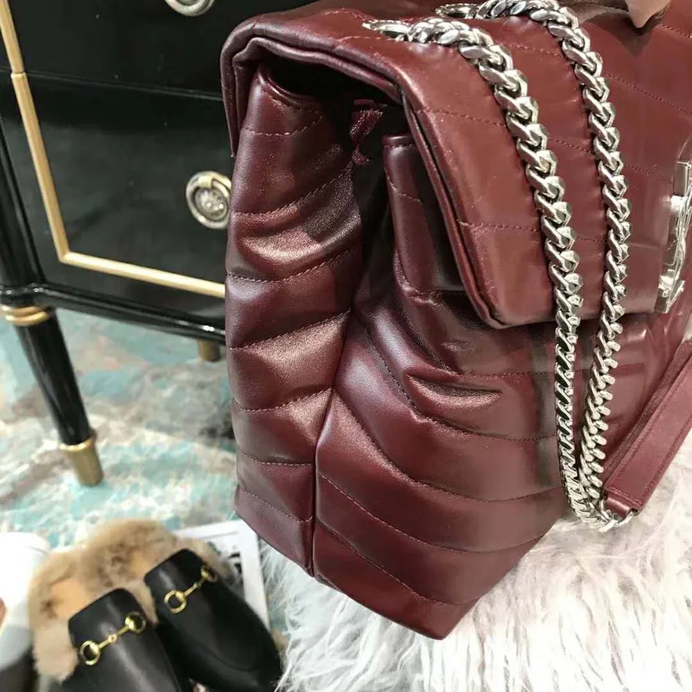 Saint Laurent YSL Loulou Medium Matelasse Y Leather for Women in Maroon