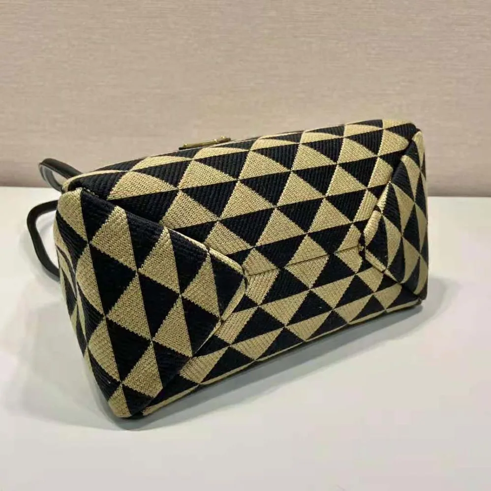 Prada Small Embroidered Fabric Bag for Women in Brown Prada Small Embroidered Fabric Bag for Women in Brown
