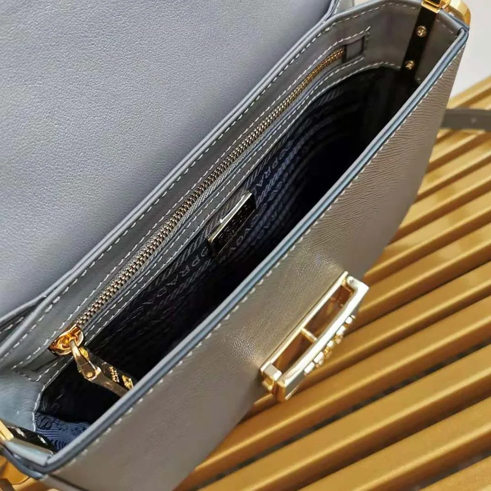 Prada Saffiano Leather Prada Embleme Bag for Women in Gray