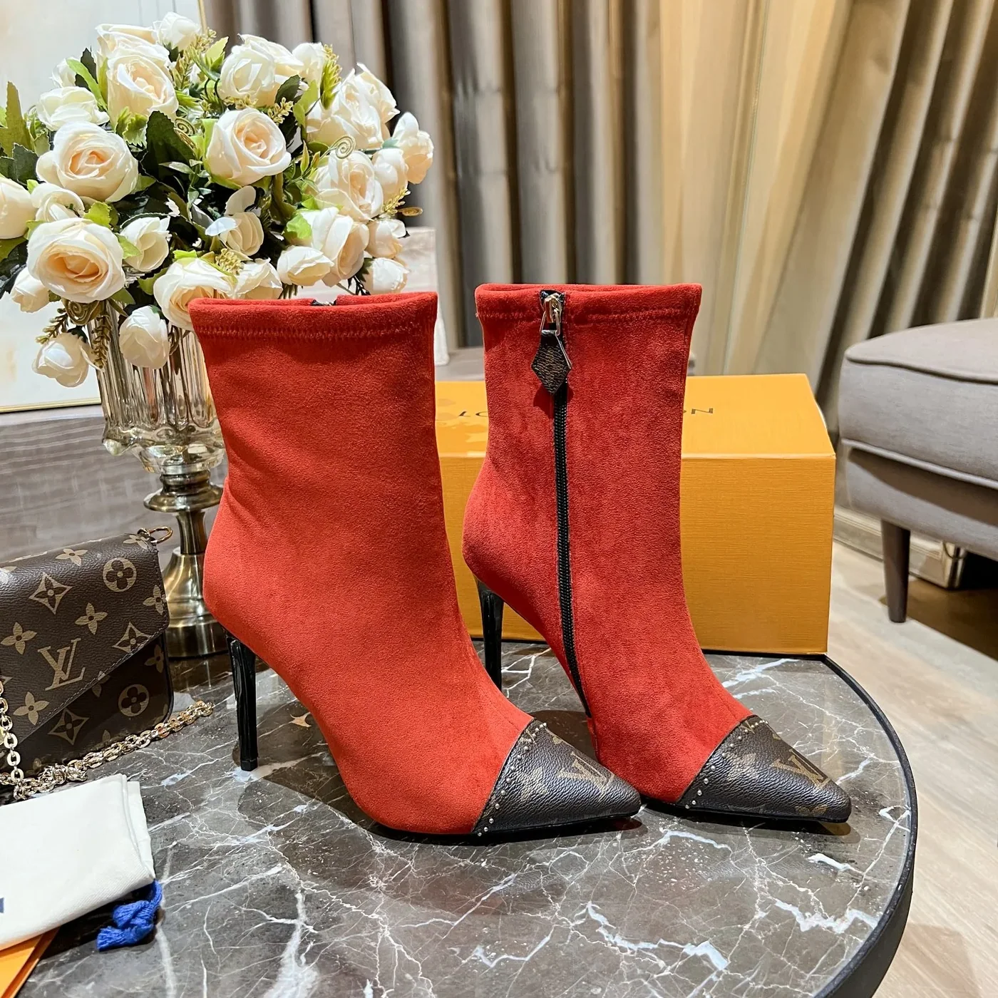 Louis Vuitton Cherie Ankle Boots Red for Women Louis Vuitton Cherie Ankle Boots Red for Women