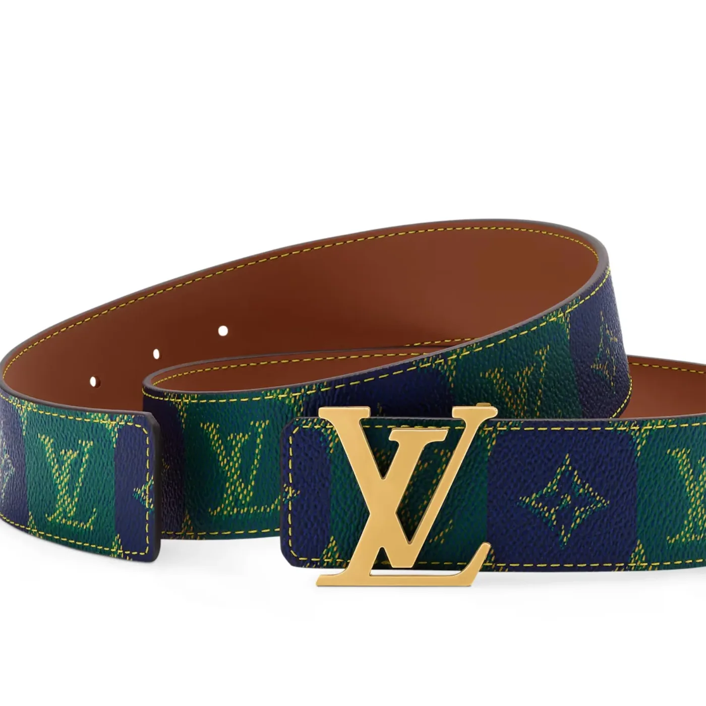 Louis Vuitton LV Initiales College Monogram Heritage Reversible Belt Green