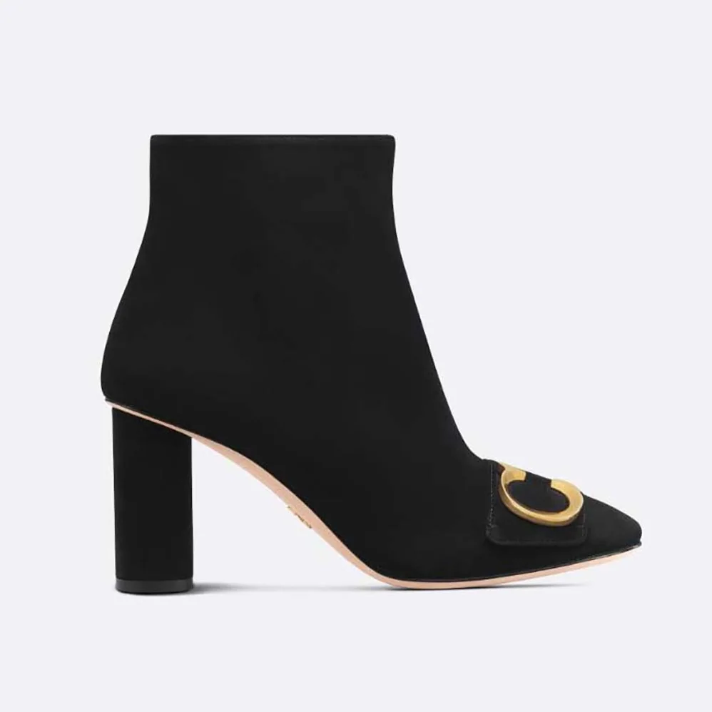 Dior C'est Dior Heeled Ankle Boot Suede Calfskin for Women in Black Dior C'est Dior Heeled Ankle Boot Suede Calfskin for Women in Black