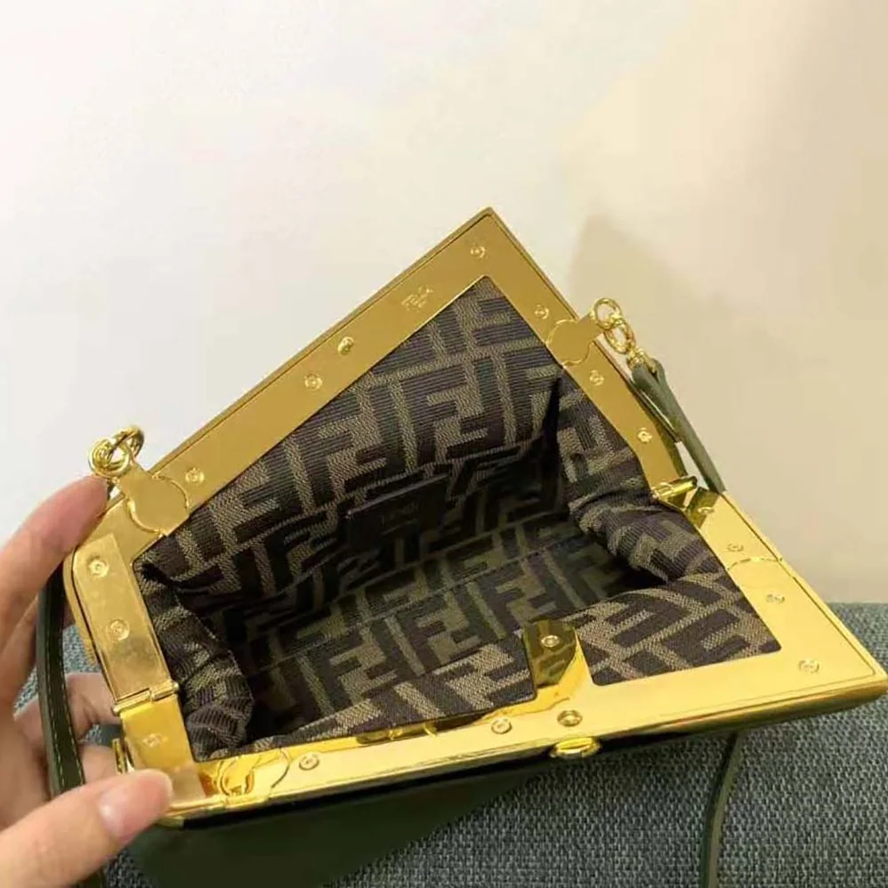Fendi First Small Dark Green Leather Bag for Women