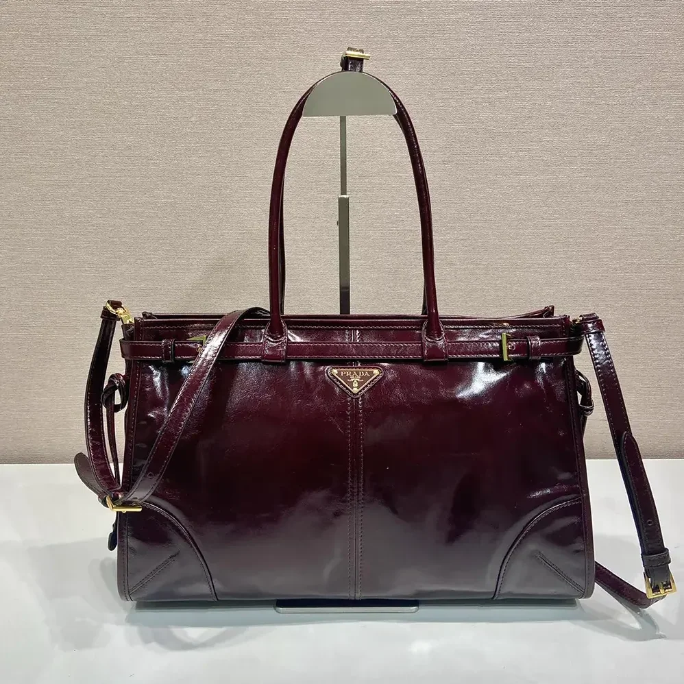 Prada Bonnie Medium Leather Handbag for Women in Maroon Prada Bonnie Medium Leather Handbag for Women in Maroon