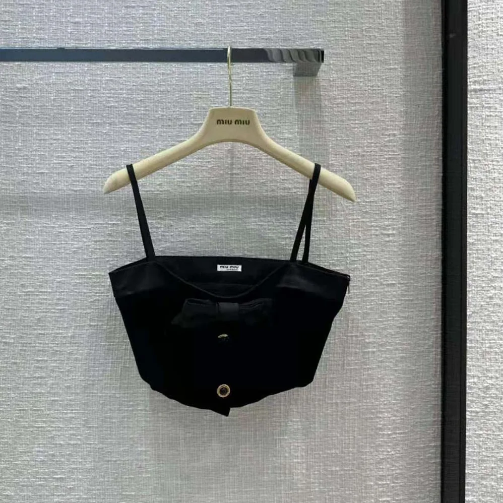 Miu Miu Velvet Top with Jacquard Logo for Women