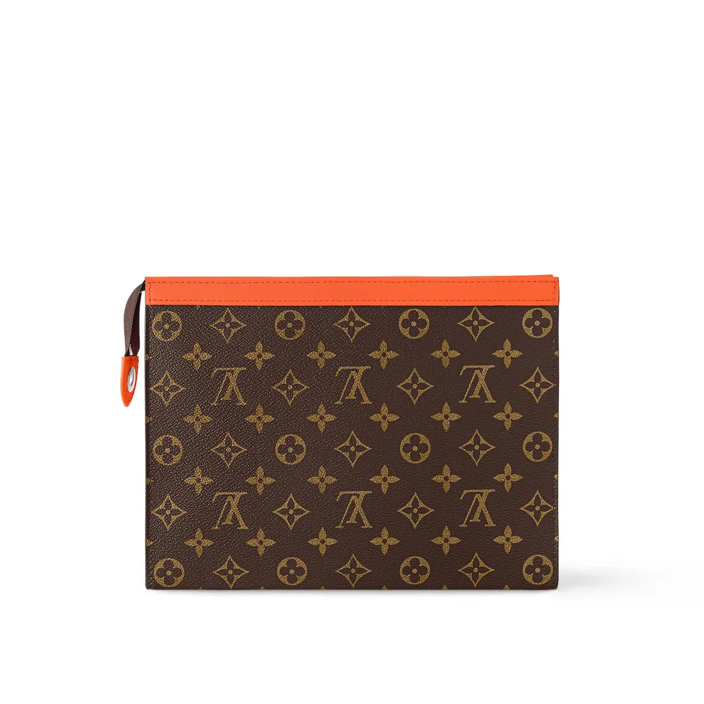 Louis Vuitton Pochette Voyage MM Pouch in Orange Silver Hardware