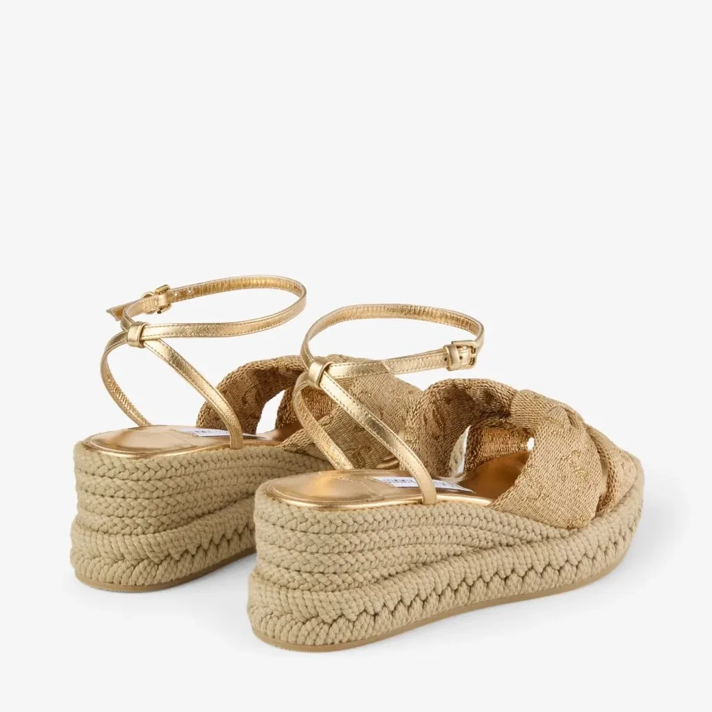 Jimmy Choo Aella Wedge 60 Gold AELLAWEDGE60GTJ Jimmy Choo Aella Wedge 60 Gold AELLAWEDGE60GTJ