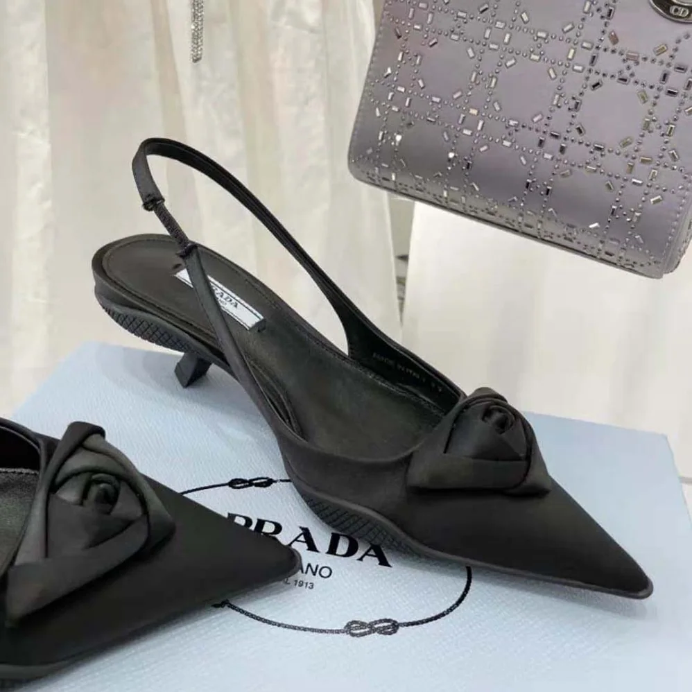 Prada Nylon Gabardine Slingback Pumps for Women in Black
