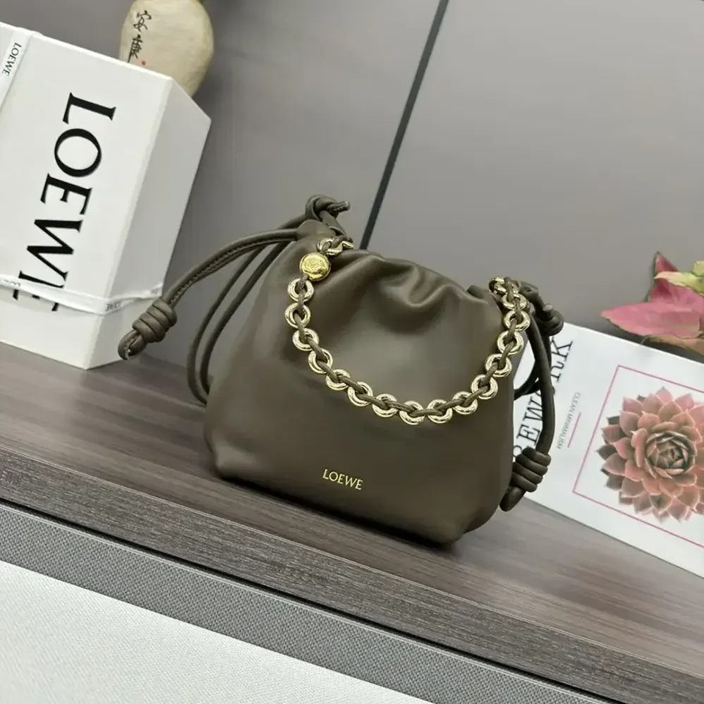 Loewe Mini Flamenco Purse Bag in Mellow Nappa Lambskin for Unisex in Dark Khaki Green Loewe Mini Flamenco Purse Bag in Mellow Nappa Lambskin for Unisex in Dark Khaki Green