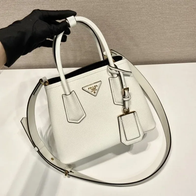 Prada Double Saffiano Mini Bag White