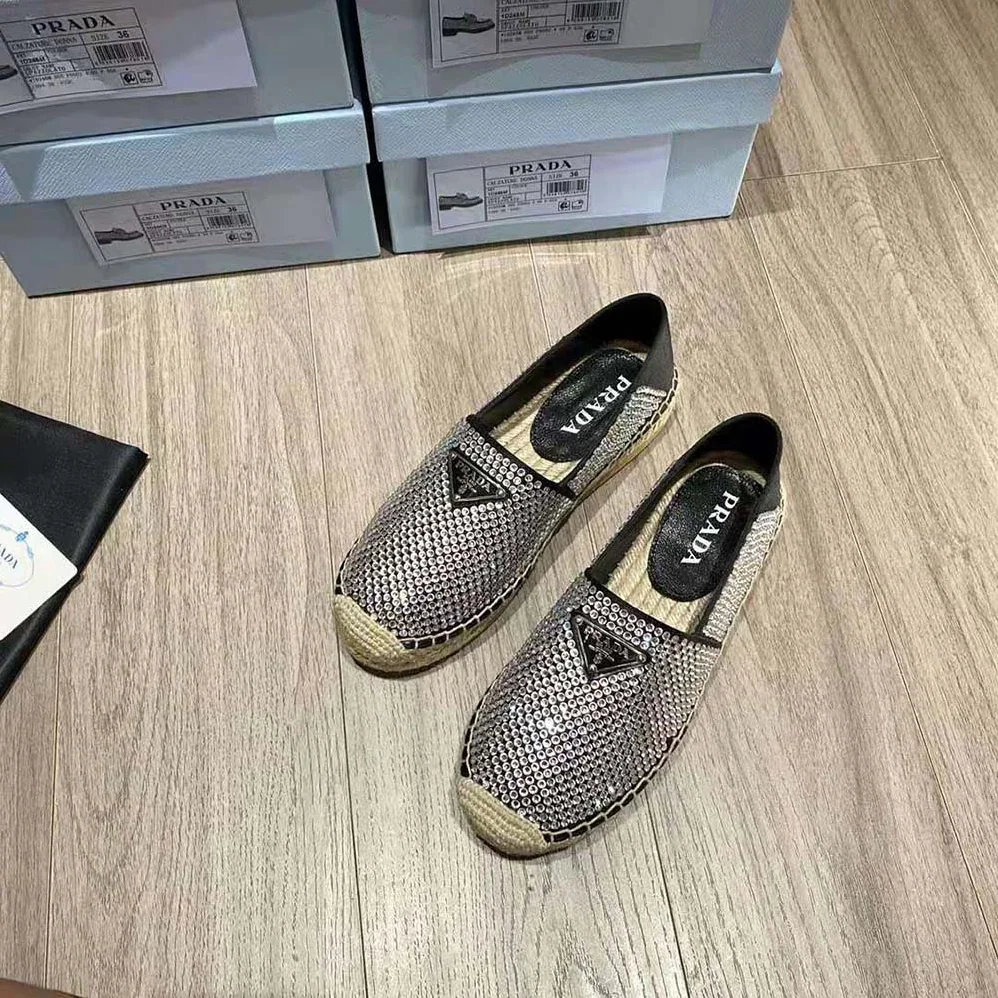 Prada Satin Espadrilles with Crystals for Women in Black
