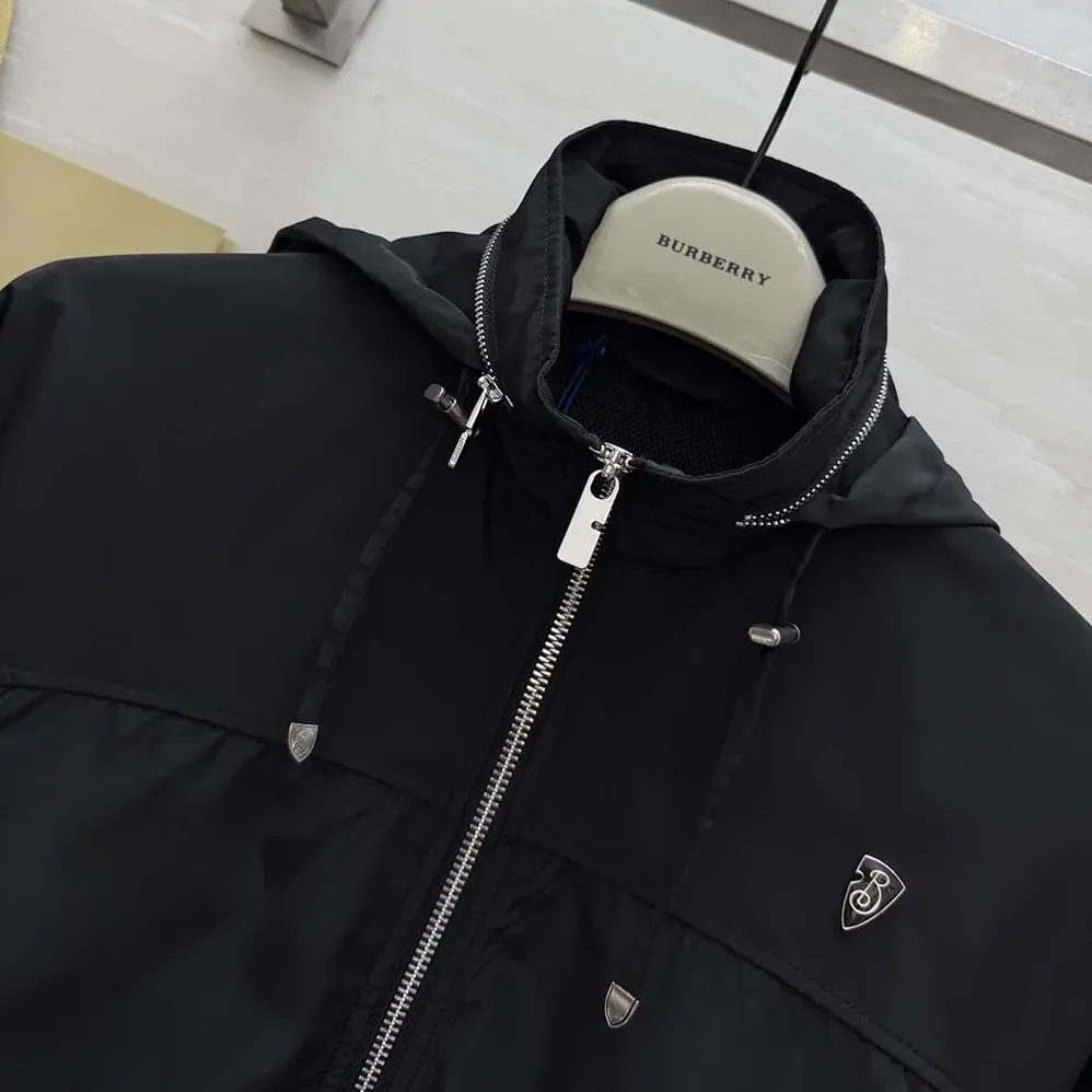 Burberry Knight Stamp Nylon Jacket for Men in Black