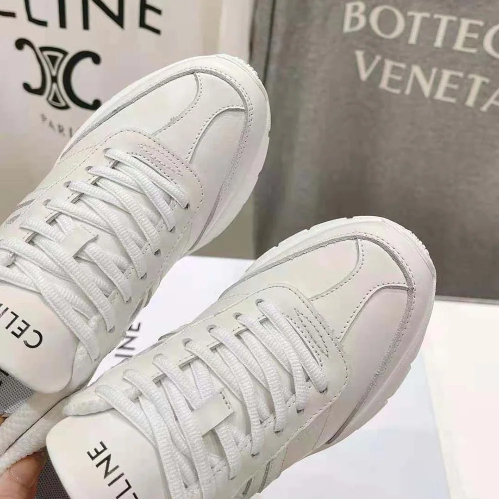 Celine Runner Cr-02 Low Lace-up Sneaker in Calfskin for Unisex in White Celine Runner Cr-02 Low Lace-up Sneaker in Calfskin for Unisex in White